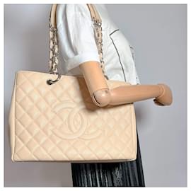 Chanel-GST Gesteppte Shopper-Tasche aus Kaviarleder Beige-Beige