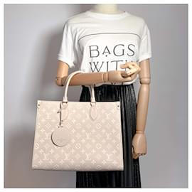 Louis Vuitton-Onthego MM Spring in the City Empreinte Leather Tote Bag Beige-Beige