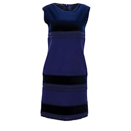 Alberta Ferretti-Alberta Ferretti Colorblock Sleeveless Sheath Dress in Blue Wool-Blue