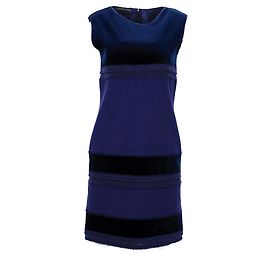 Vestido com bainha sem mangas Alberta Ferretti Colorblock em lã azul Azul