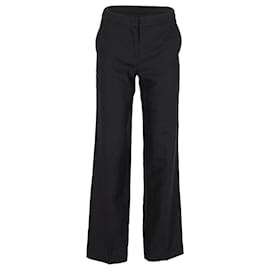 Max Mara-Pantaloni Max Mara a gamba larga in lino nero-Nero