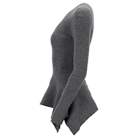 Salvatore Ferragamo-Salvatore Ferragamo Peplum Sweater in Grey Wool-Grey