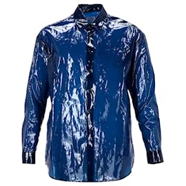 Jil Sander-Jil Sander Plastic Coating Pista Shirt aus blauem Polyester-Blau