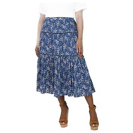 Ulla Johnson Gonna midi a strati floreale blu - taglia UK 14 Blu