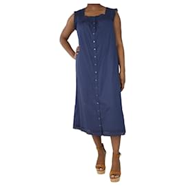 Autre Marque-Vestido azul marino con botones y ribetes bordados - talla L-Azul