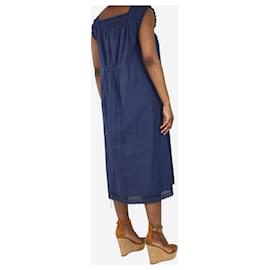 Autre Marque-Marineblaues Kleid mit Knopfleiste und besticktem Besatz – Größe L-Blau