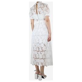 Self portrait-White guipure lace abstract midi dress - size UK 10-White