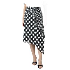 Self portrait-self-portrait Black checkered asymmetric midi skirt - size UK 8-Black