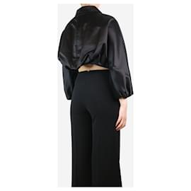 Dolce & Gabbana-Black cropped satin jacket - size UK 12-Black