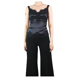 Dolce & Gabbana-Black sleeveless lace detail top - size UK 8-Black