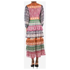 Zimmermann-Multicolour floral and paisley tiered midi dress - size UK 12-Multiple colors