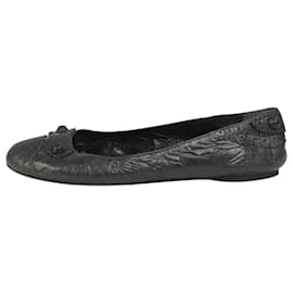 Balenciaga-Sapatilhas de couro enrugado cinza - tamanho UE 39-Cinza