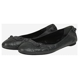 Balenciaga-Sapatilhas de couro enrugado cinza - tamanho UE 39-Cinza
