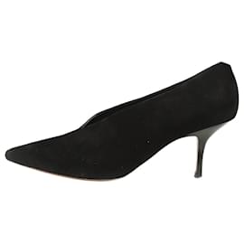 Céline-Black pointed toe suede heels - size EU 38-Black