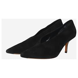 Céline-Black pointed toe suede heels - size EU 38-Black