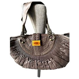 Dior Sharon Stone Leather Handbag Brown Brown