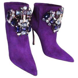 Dsquared2 purple suede and crystal boots Purple