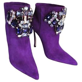 Dsquared2-Dsquared2 purple suede and crystal boots-Purple