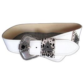 Cinto de couro branco Saint Laurent Branco