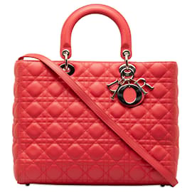 Dior-Dior Cannage grande de piel de cordero rojo Lady Dior-Roja