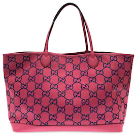 Gucci-Gucci Pink Large GG Embossed Tote-Pink