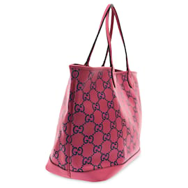 Gucci-Gucci Pink Large GG Embossed Tote-Pink