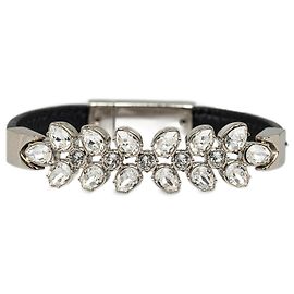 Prada Pulseira Saffiano com Strass Preto Preto