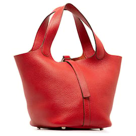 Hermès-Cerradura Hermes Red Clemence Picotin 18-Roja