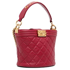 Chanel-Chanel Red Calfskin Boy Bucket Bag-Red