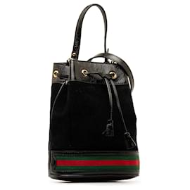 Gucci-Gucci Black Small Suede Ophidia Bucket Bag-Black