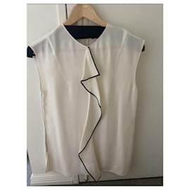Louis Vuitton-Blusa in seta al 100% LOUIS VUITTON con cintura Taglia 36/Piccola-Bianco