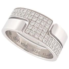 Dinh Van-NOVO ANEL DINH VAN SEVENTIES MM 223116 51 em ouro branco 18k diamantes 0.44ct-Prata