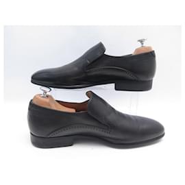 Berluti-BERLUTI SHOES PERFORATED MOCCASINS 2063 10 44 BLACK LEATHER LOAFERS SHOES-Black