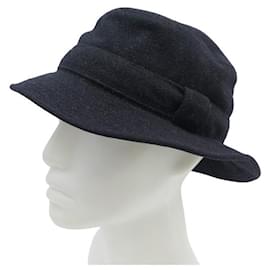 Hermès-HERMES BOB HAT IN NAVY BLUE FLANNEL SIZE 55 NAYVY BLUE FLANNEL HAT-Navy blue