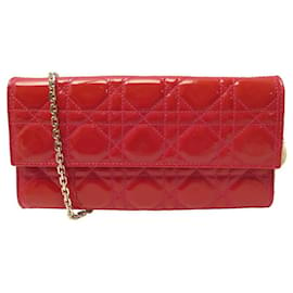 Christian Dior-CHRISTIAN DIOR LADY WOC POUCH HANDBAG IN RED CANNAGE LEATHER BAG-Red
