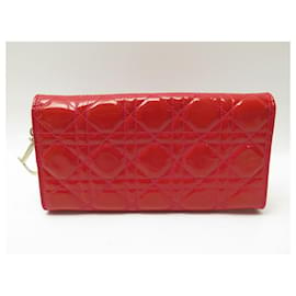 Christian Dior-BORSA A MANO CHRISTIAN DIOR LADY WOC POUCH IN PELLE CANNAGE ROSSA-Rosso