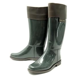 Céline-Céline rain boots 381044 38 OLIVE GREEN RUBBER RAIN BOOTS-Green