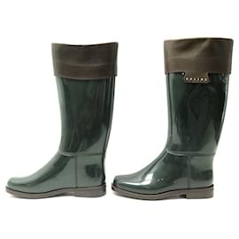 Céline-Céline rain boots 381044 38 OLIVE GREEN RUBBER RAIN BOOTS-Green