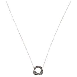 FRED SUCCESS MINI CALIPER NECKLACE IN WHITE GOLD 18K & BLACK DIAMONDS 0.2CT + BOX Silvery
