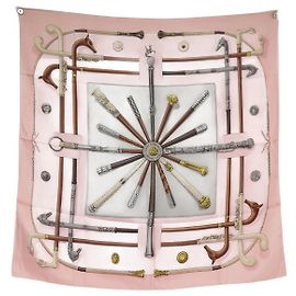 Hermès LENÇO HERMES CANNES E POMMEAUX F. LENÇO DE SEDA ROSA DE LA PERRIERE Rosa