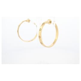 Cartier-CARTIER LOVE CREOLES EARRINGS IN YELLOW GOLD 18K + ECRIN EARRINGS-Golden