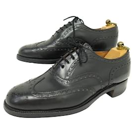 Church's-CHURCH'S BURWOOD SHOES 8.5F 42.5 BLACK LEATHER FLORAL TOE oxford shoes SHOES-Black