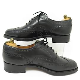 Church's-CHURCH'S BURWOOD SHOES 8.5F 42.5 BLACK LEATHER FLORAL TOE oxford shoes SHOES-Black