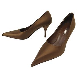 NEUE PRADA-PUMPS 39 Sammlung 2024 SATIN-TABAK-PUMPSCHUHE Braun