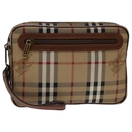 Autre Marque-Burberrys Nova Check Clutch Bag PVC Bege Marrom Autenticação11383-Marrom,Bege