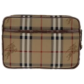 Autre Marque-Burberrys Nova Check Clutch Bag PVC Bege Marrom Autenticação11383-Marrom,Bege