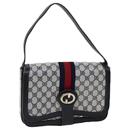 Gucci-GUCCI GG Supreme Sherry Line Shoulder Bag PVC Navy Red Auth ep3795-Red,Navy blue