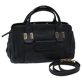 Chloé-Bolsa Chloe Couro 2maneira Black Auth ep3855-Preto