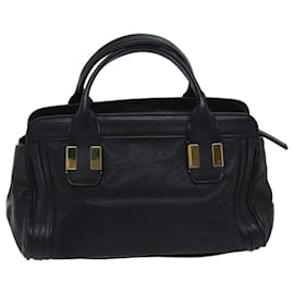 Chloé-Chloe Handtasche Leder 2Weg Black Auth ep3855-Schwarz