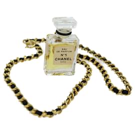 Chanel-CHANEL Perfume Necklace Gold CC Auth ar11597b-Golden